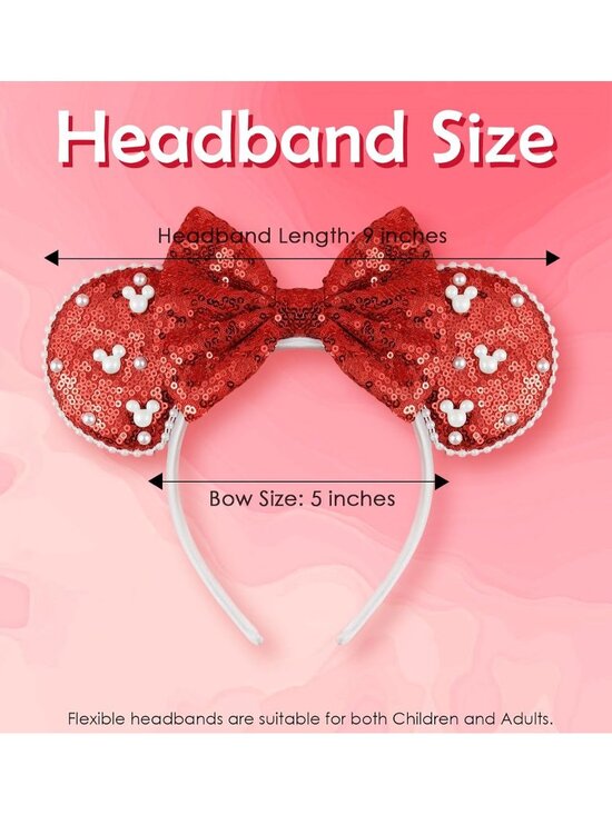 Women Red Polyester Velvet Mickey Mouse Halloween Costume Headband main image 7